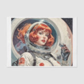 Papier Mousseline Une astronaute rouge se dirigeant vers la lune dan (Recto)