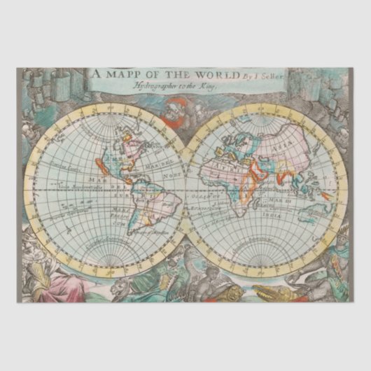 Papier Mousseline Une carte du document de travail mondial (Recto)