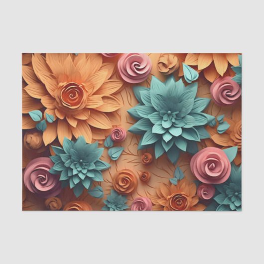Papier Mousseline Une conception de série de fleurs 3D 6 (Recto)