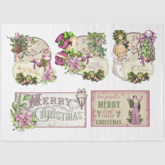 Papier Mousseline Une couleur d'eau rose Noël série Design 13 (Recto)