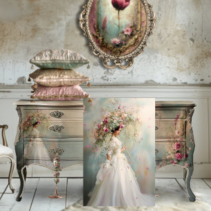 Papier Mousseline Une Dame & un Parasol, Portrait Floral Fantaisiste