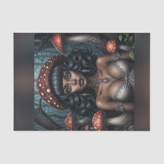 Papier Mousseline Une femme afro-américaine, champignon Queen Decoup (Recto)