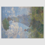 Papier Mousseline Une femme avec un parasol par Claude Monet<br><div class="desc">Femme avec un Parasol - Madame Monet et Son Fils de Claude Monet, huile sur toile 1875, est un tableau d'une femme en robe blanche tenant un parapluie sur la tête sur le sommet d'une colline couverte d'herbe et de fleurs sauvages, rétroéclairé contre un ciel bleu brillant et des nuages...</div>
