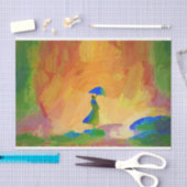 Papier Mousseline Une femme dans une pluie (Artisanat)