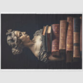 Papier Mousseline Une femme en pierre avec des livres 3 papier décou (Recto)