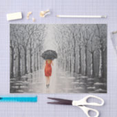 Papier Mousseline Une femme en rouge traverse le papier tissu de nei (Artisanat)