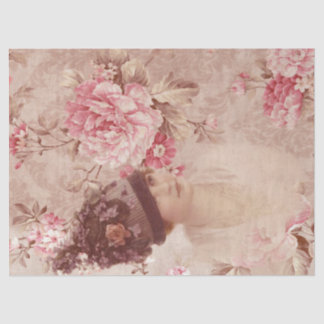 Papier Mousseline Une femme Vintage rose florale dans le chic du Cas
