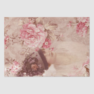 Papier Mousseline Une femme Vintage rose florale dans le chic du Cas