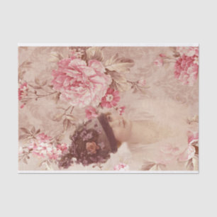 Papier Mousseline Une femme Vintage rose florale dans le chic du Cas