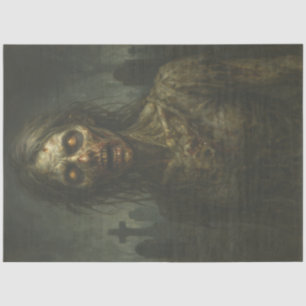 Papier Mousseline Une femme zombie en train de tourner dans un cimet