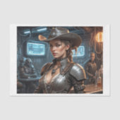 Papier Mousseline Une fille cow-boy de l'espace dans un bar de galax (Recto)