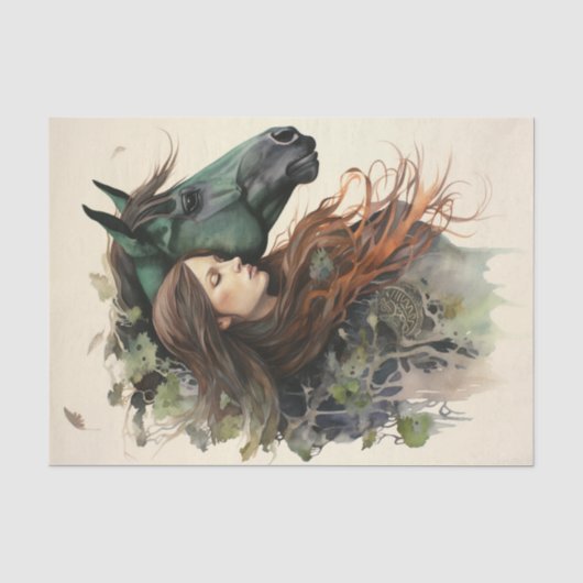 Papier Mousseline Une fille et son cheval (Recto)