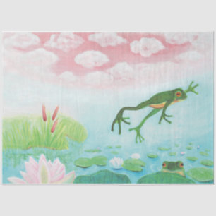 Papier Mousseline Une Grenouille S'Enfonce Dans L'Étang Illustration