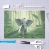 Papier Mousseline Une jolie jungle d'éléphants Decoupage (Artisanat)