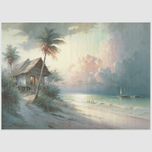 Papier Mousseline Une journée à la plage (Recto)