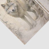 Papier Mousseline Une paire distincte de loups dans la forêt d'hiver (Détail)