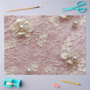 Papier Mousseline Une Perle Rose et Série de Dentelle Design #11