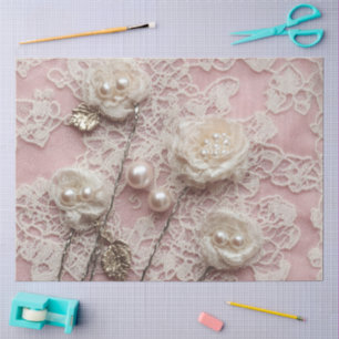 Papier Mousseline Une Perle Rose et Série de Dentelle Design #6
