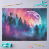 Papier Mousseline Une Pleine lune vive se lève au-dessus d'une décom (Artisanat)