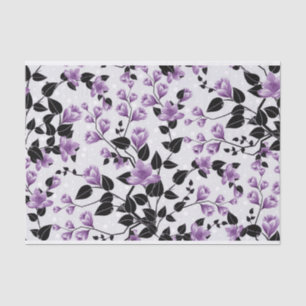 Papier Mousseline Une profusion de Fleurs Lilac Delicates