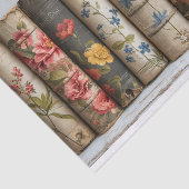 Papier Mousseline Une rangée de livres aux fleurs peintes (Détail)