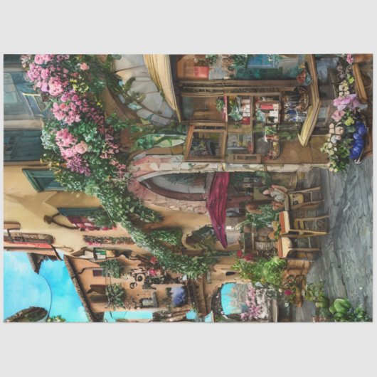 Papier Mousseline Une scène de rue italienne Ephemera Design Series (Recto)