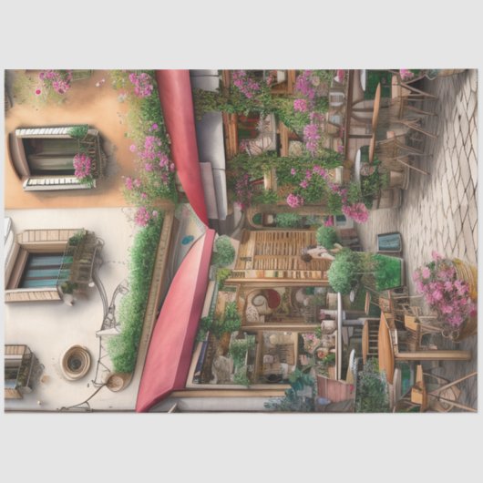 Papier Mousseline Une scène de rue italienne Ephemera Design Series  (Recto)