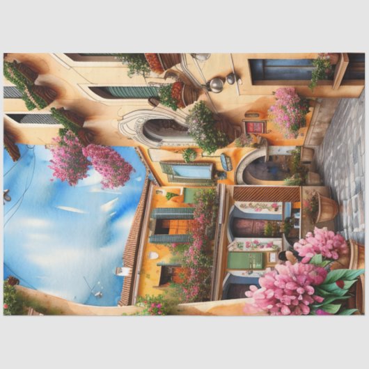 Papier Mousseline Une scène de rue italienne Ephemera Design Series  (Recto)