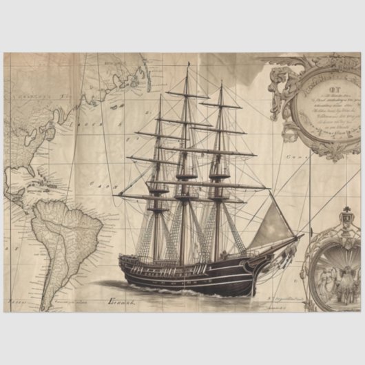 Papier Mousseline Une série de cartes marines 5 (Recto)