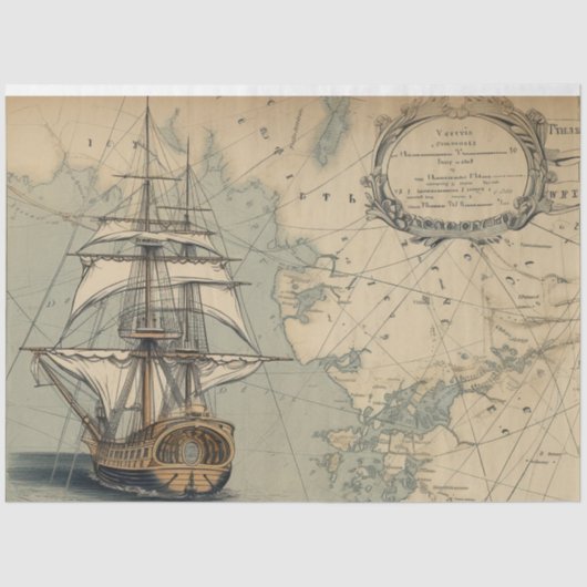 Papier Mousseline Une série de cartes marines 9 (Recto)