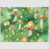 Papier Mousseline Une série de champignons verts et dorés Design #7 (Recto)