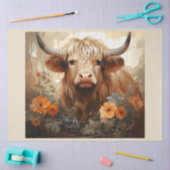 Papier Mousseline Une série Florale Highland Cow Design 2 (Artisanat)