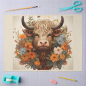 Papier Mousseline Une série Florale Highland Cow Design 4 (Artisanat)