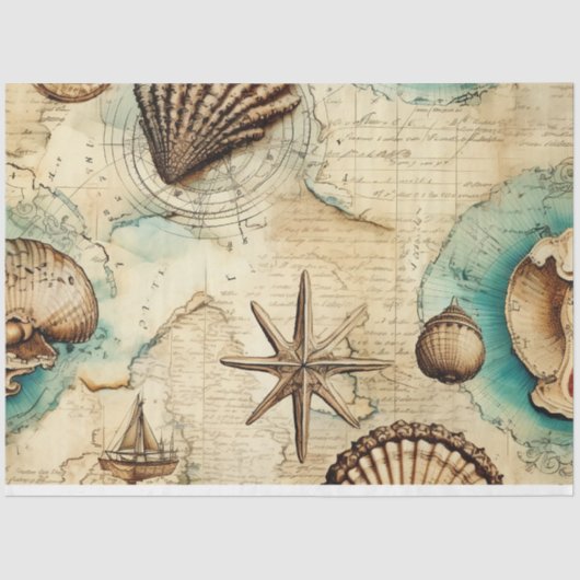 Papier Mousseline Une Shabby Chic Nautique Série Design 3 (Recto)