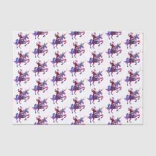 Papier Mousseline Unicorn équitation Père Noël