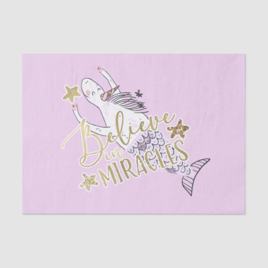 Papier Mousseline Unicorn Mermaid Moderne tendance croire en Miracle (Recto)