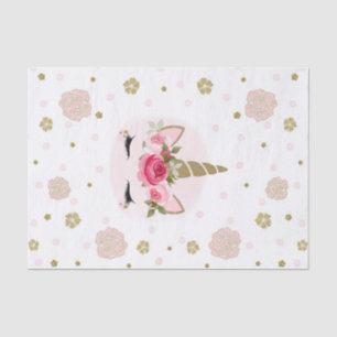 Papier Mousseline Unicorn or rose fleuris fleuris mignonne tendance