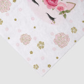 Papier Mousseline Unicorn or rose fleuris fleuris mignonne tendance (Détail)