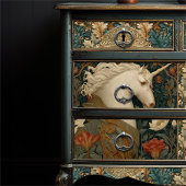 Papier Mousseline Unicorn William Morris Style Botanique Art Nouveau
