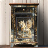 Papier Mousseline Unicorne à ailes blanches Mythique Océan Imaginair