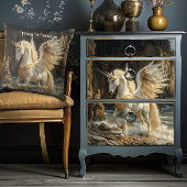 Papier Mousseline Unicorne à ailes blanches Mythique Océan Imaginair