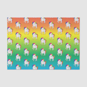 Papier Mousseline Unicorne arc-en-ciel avec Arrière - plan coloré