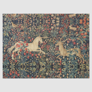 Papier Mousseline UNICORNE ET CERF, FLEURS, ANIMAUX FORESTIERS Flora