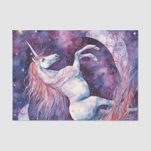 Papier Mousseline Unicorne Magique Avec Découpage Mane Rose (Recto)