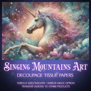 Papier Mousseline Unicorne Mystique Dans Les Nuages Imaginaire Art D