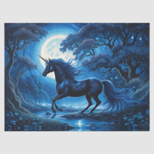 Papier Mousseline Unicorne noire en Lune Bleue