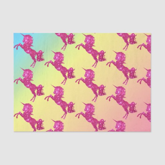 Papier Mousseline Unicorne Parties scintillant rose (Recto)