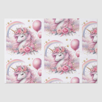 Papier Mousseline Unicorne rose