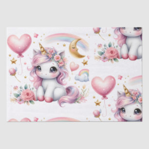 Papier Mousseline Unicorne rose