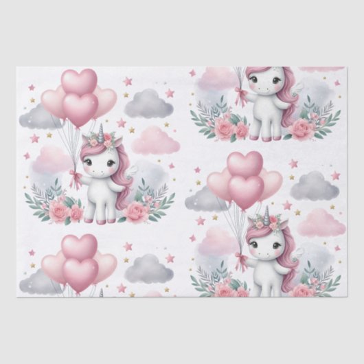 Papier Mousseline Unicorne rose (Recto)